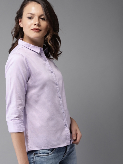 

HERE&NOW Women Lavender Regular Fit Solid Casual Shirt