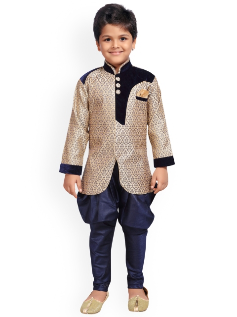 

AJ Dezines Boys Beige & Gold-Coloured Sherwani Set