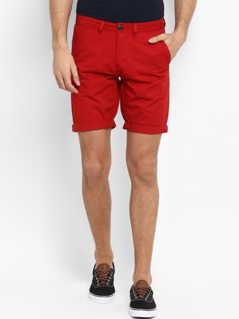 

KVL Men Red Solid Regular Fit Regular Shorts