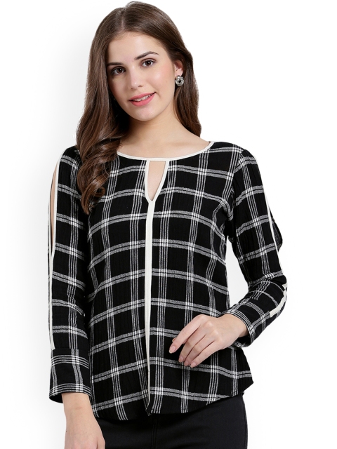 

Taurus Women Black & White Checked Top