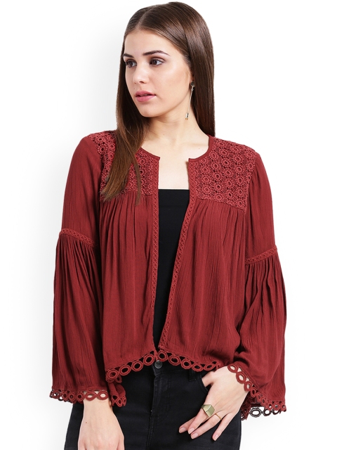 

Taurus Rust Red Solid Open Front Shrug