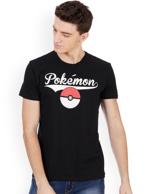 

Free Authority Men Black Pokemon Printed Round Neck T-Shirt