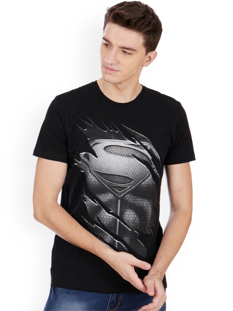 

Free Authority Men Black Superman Printed Round Neck Pure Cotton T-shirt