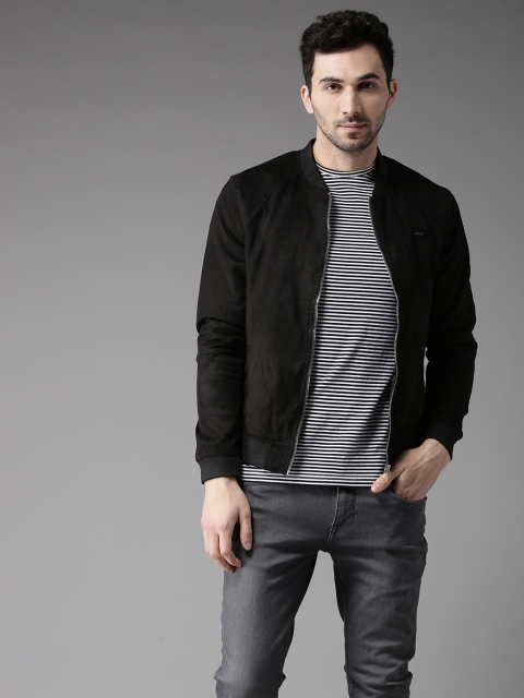 

Flying Machine Men Black Solid Bomber Jacket