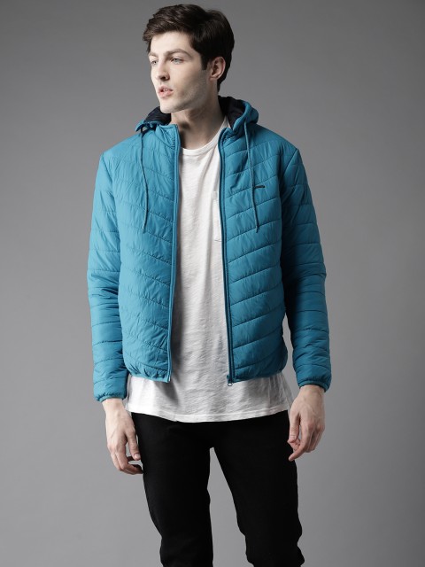 

Flying Machine Men Blue Solid Padded Jacket with Detachable Hood