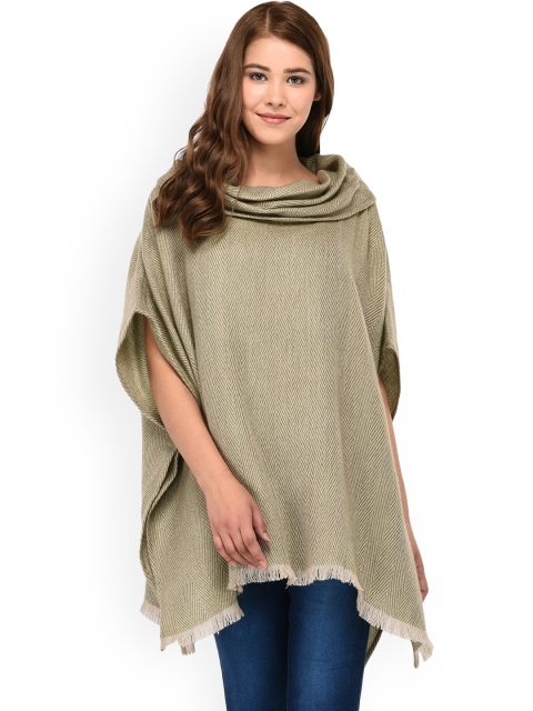 

Owncraft Women Olive Green Solid Wollen Cape Jacket
