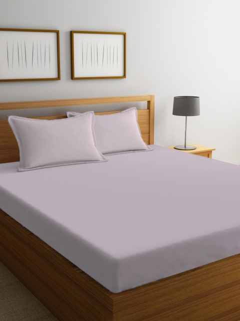 

Portico New York Purple Solid Flat 600 TC Cotton King Bedsheet with 2 Pillow Covers