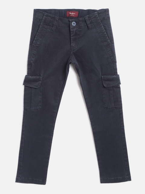 

Pepe Jeans Boys Navy Blue Slim Fit Solid Cargos