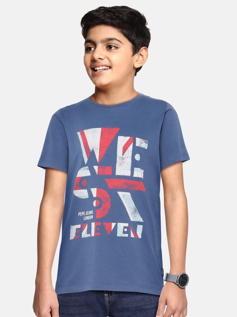 

Pepe Jeans Boys Blue & Red Printed Pure Cotton T-shirt