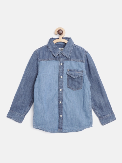 

Pepe Jeans Boys Blue Regular Fit Solid Denim Casual Shirt