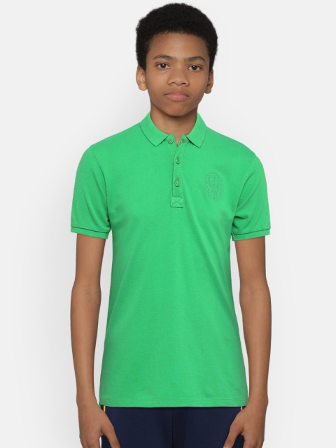 

Pepe Jeans Boys Green Solid Polo Collar Pure Cotton T-shirt