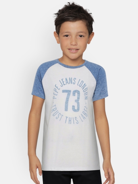 

Pepe Jeans Boys Off-White & Blue Printed Round Neck T-shirt