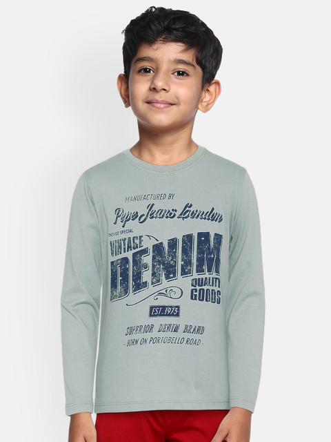 

Pepe Jeans Boys Grey & Blue Printed Round Neck T-shirt