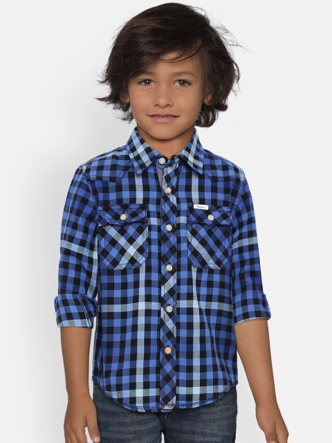 

Pepe Jeans Boys Blue Regular Fit Checked Casual Shirt