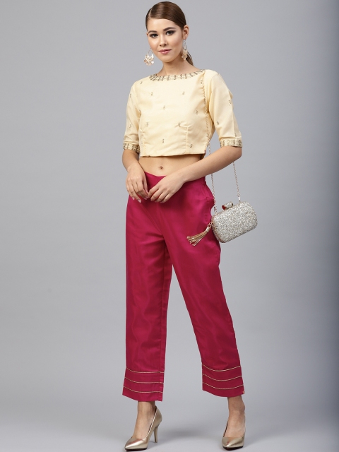 

Juniper Women Magenta Hem Design Straight Palazzos