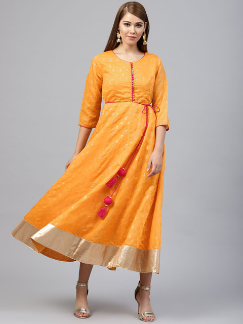 

Juniper Women Yellow & Golden Printed Maxi Dress