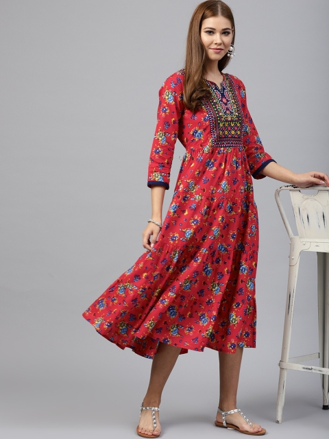 

Juniper Women Red Printed Midi Empire Dress