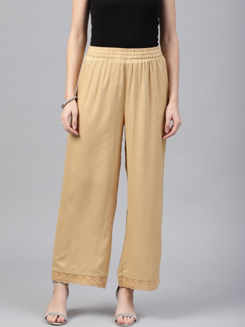

Juniper Women Beige Hem Design Straight Palazzos