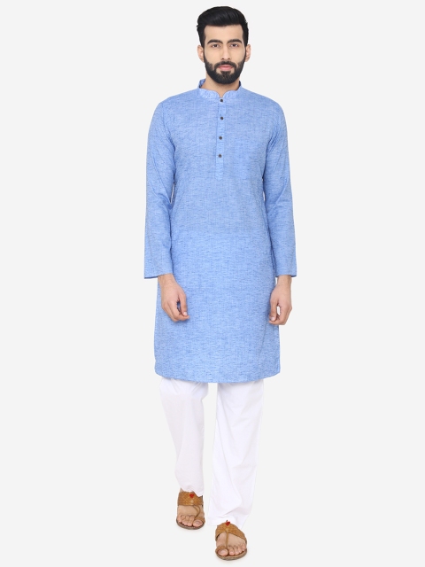 

Manyavar Men Blue Solid Straight Kurta