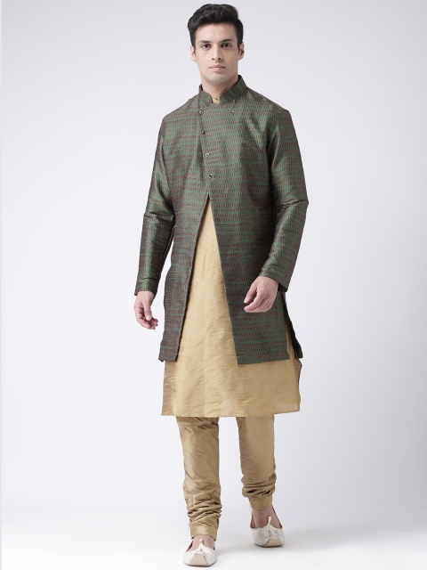 

DEYANN Men Green & Brown Sherwani Set