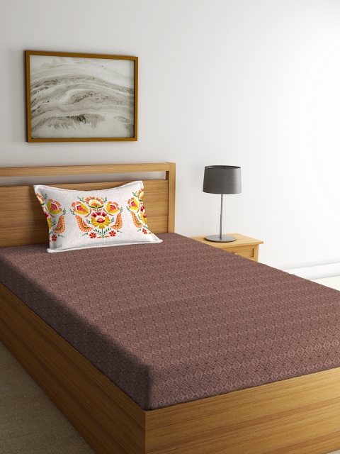 

Portico New York Brown Geometric Flat 144 TC Cotton Single Bedsheet with 1 Pillow Cover