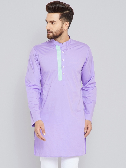 

See Designs Men Lavender Solid Straight Kurta