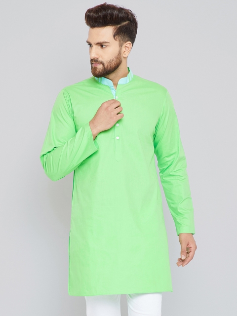 

See Designs Men Green Solid Straight Kurta