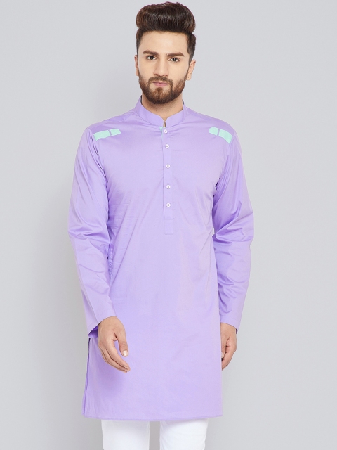 

See Designs Men Lavender Solid Straight Kurta