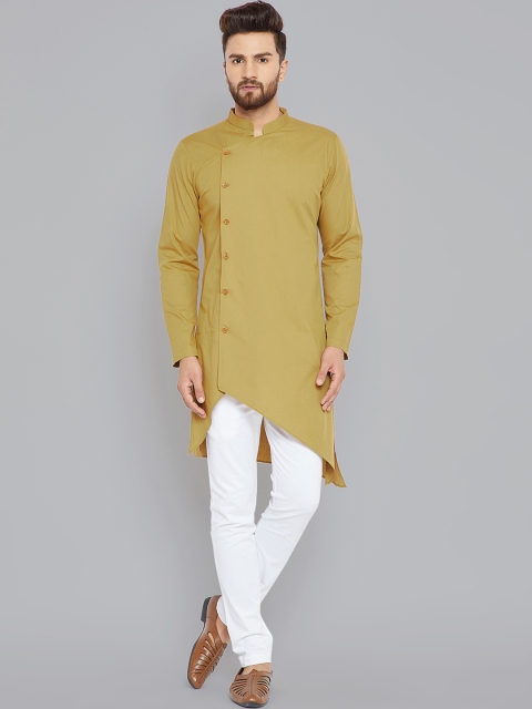 

See Designs Men Khaki Solid Straight Asymmetric Kurta