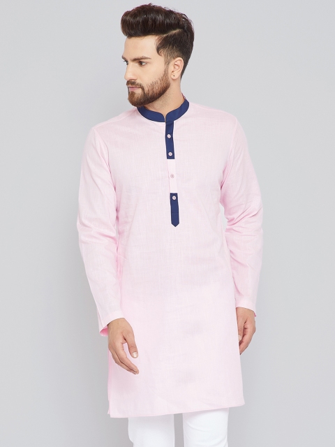 

See Designs Men Pink Solid Straight Kurta