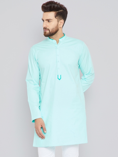 

See Designs Men Turquoise Blue Solid Straight Kurta