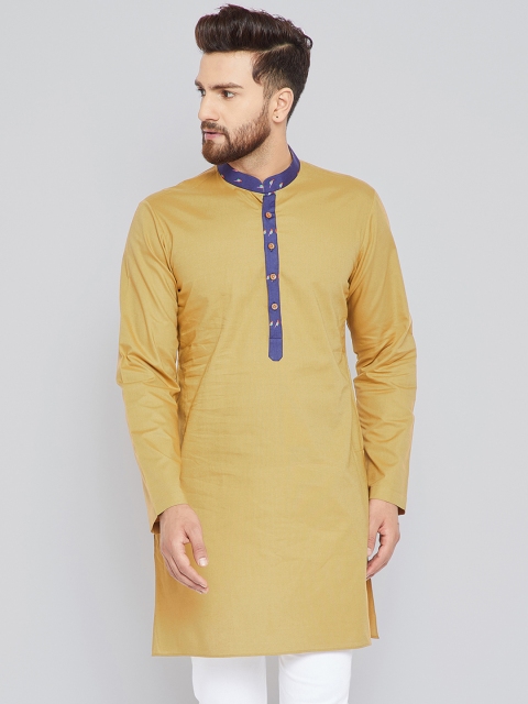 

See Designs Men Khaki Solid Straight Kurta