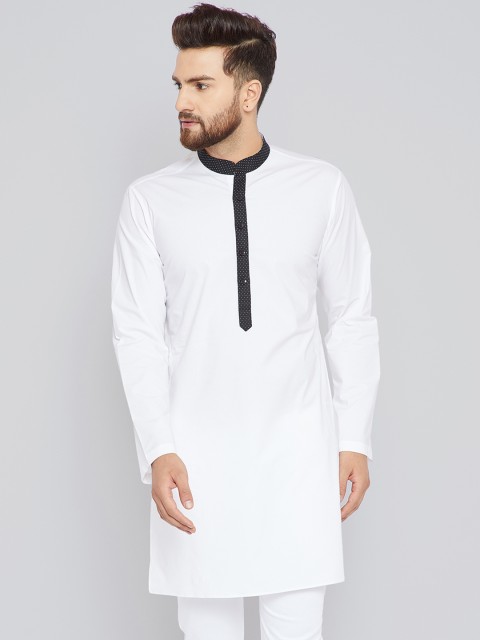 

See Designs Men White Solid Straight Kurta