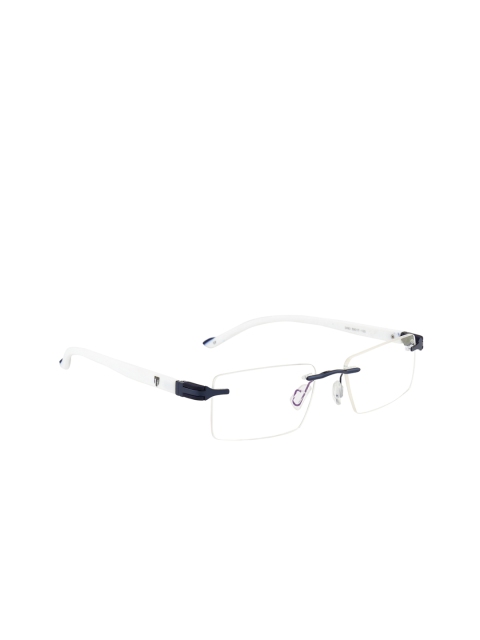 

Ted Smith Unisex White & Navy Blue Solid Rimless Rectangle Frames TS-2493_C6