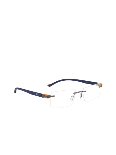 

Ted Smith Unisex Navy Blue & Silver-Toned Solid Rimless Rectangle Frames TS-2493_C3
