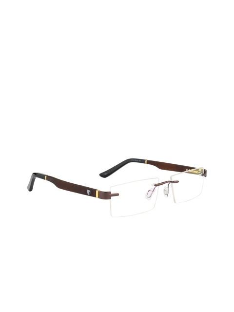 

Ted Smith Unisex Brown & Black Colourblocked Rimless Rectangle Frames TS-2492_C6