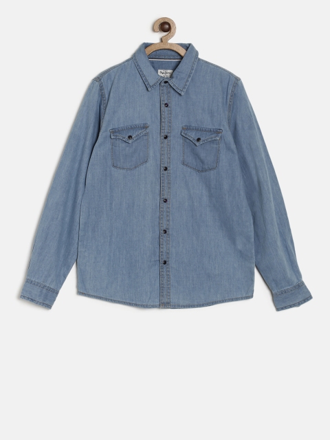 

Pepe Jeans Boys Blue Regular Fit Solid Casual Shirt