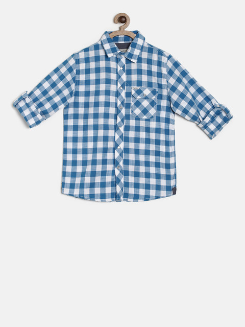 

Pepe Jeans Boys Blue & White Regular Fit Checked Casual Shirt