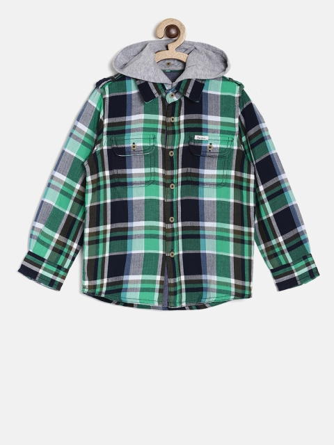 

Pepe Jeans Boys Green & Blue Regular Fit Checked Casual Shirt