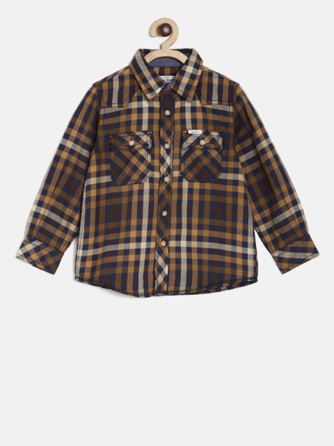 

Pepe Jeans Boys Mustard Yellow & Black Regular Fit Checked Casual Shirt