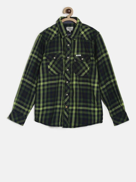 

Pepe Jeans Boys Green Regular Fit Checked Casual Shirt