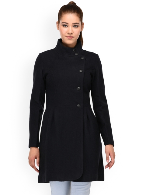 

Owncraft Women Navy Blue Solid Woollen Overcoat