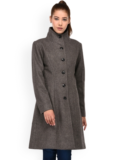 

Owncraft Women Grey Solid Woollen Overcoat