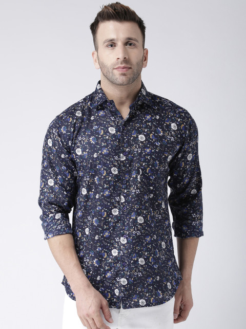 

hangup trend Men Navy Blue & White Regular Fit Printed Casual Shirt