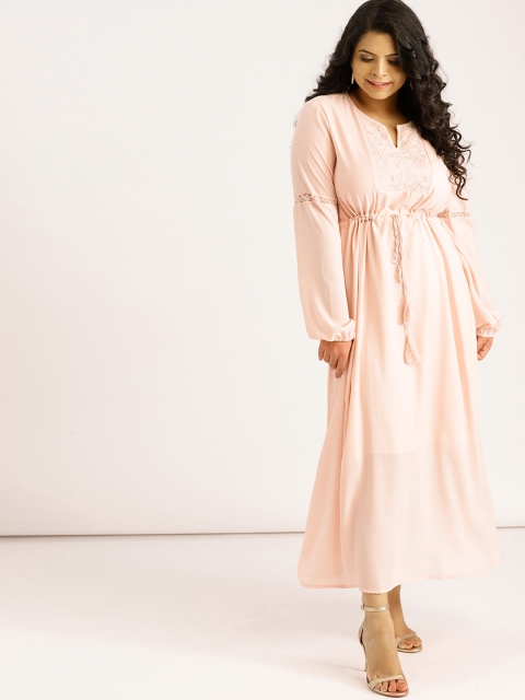 

Sztori Plus Size Women Peach-Coloured Solid Maxi Dress