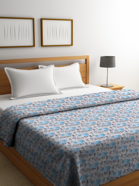 

Trident Blue & Grey Floral AC Room 120 GSM Double Bed Comforter