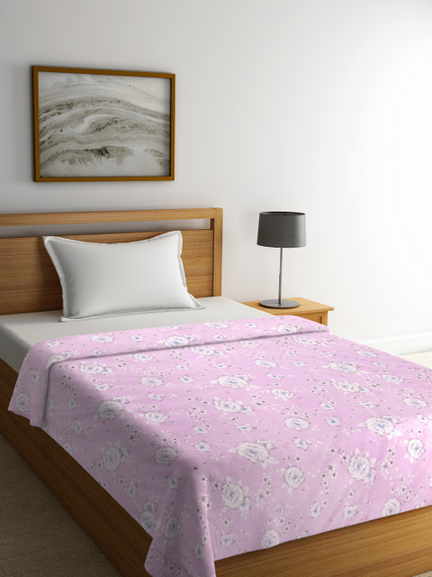 

Trident Pink Floral AC Room 210 GSM Single Bed Dohar