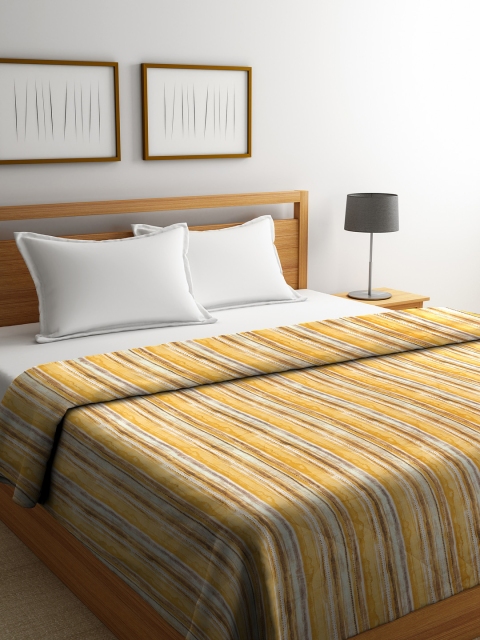 

Trident Yellow & Brown Striped AC Room 120 GSM Double Bed Comforter