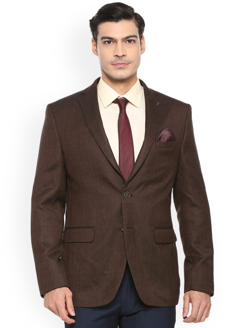 

Van Heusen Brown Solid Single-Breasted Slim Fit Blazer