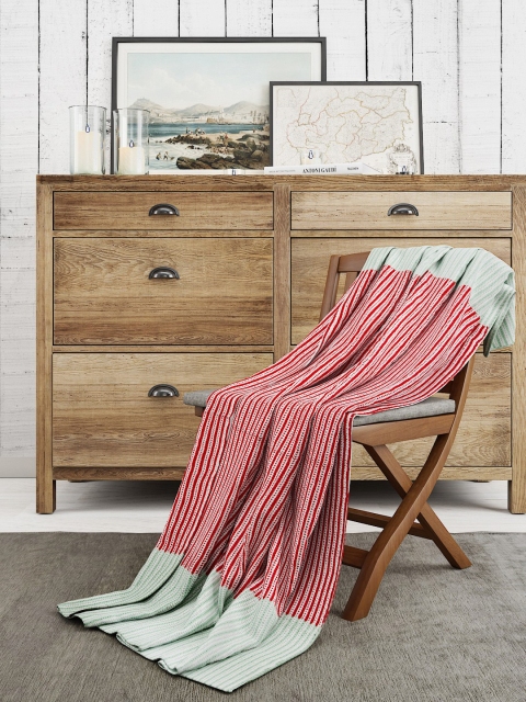 

Pluchi White & Red Striped AC Room 400 GSM Single Bed Blanket
